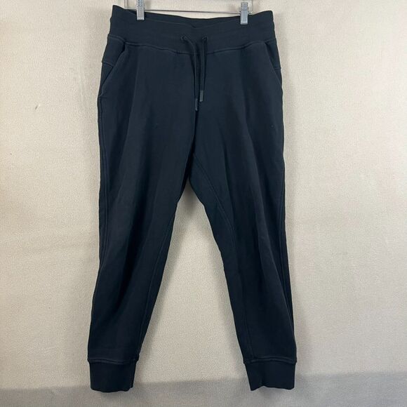 Lululemon Joggers Women's 8 Black High Rise Crop Drawstring Pants Gym Athleisure - Picture 1 of 8